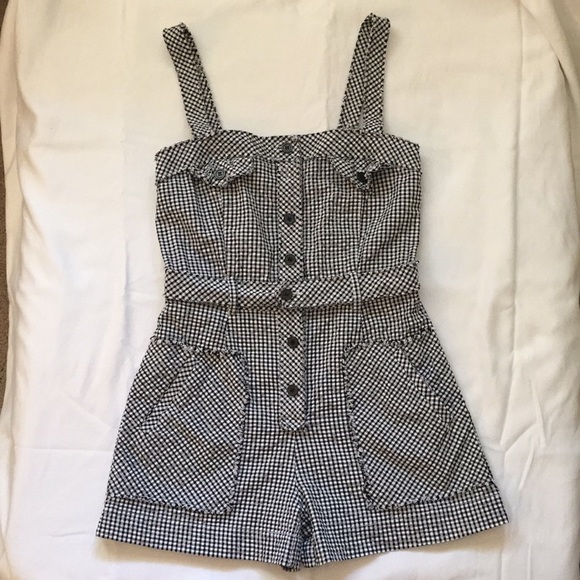 Forever 21 Pants - Black and white plaid shorts jumper